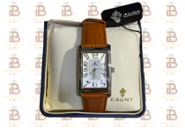 RELOJ RECTANGULAR PIEL MARRON CABALLERO